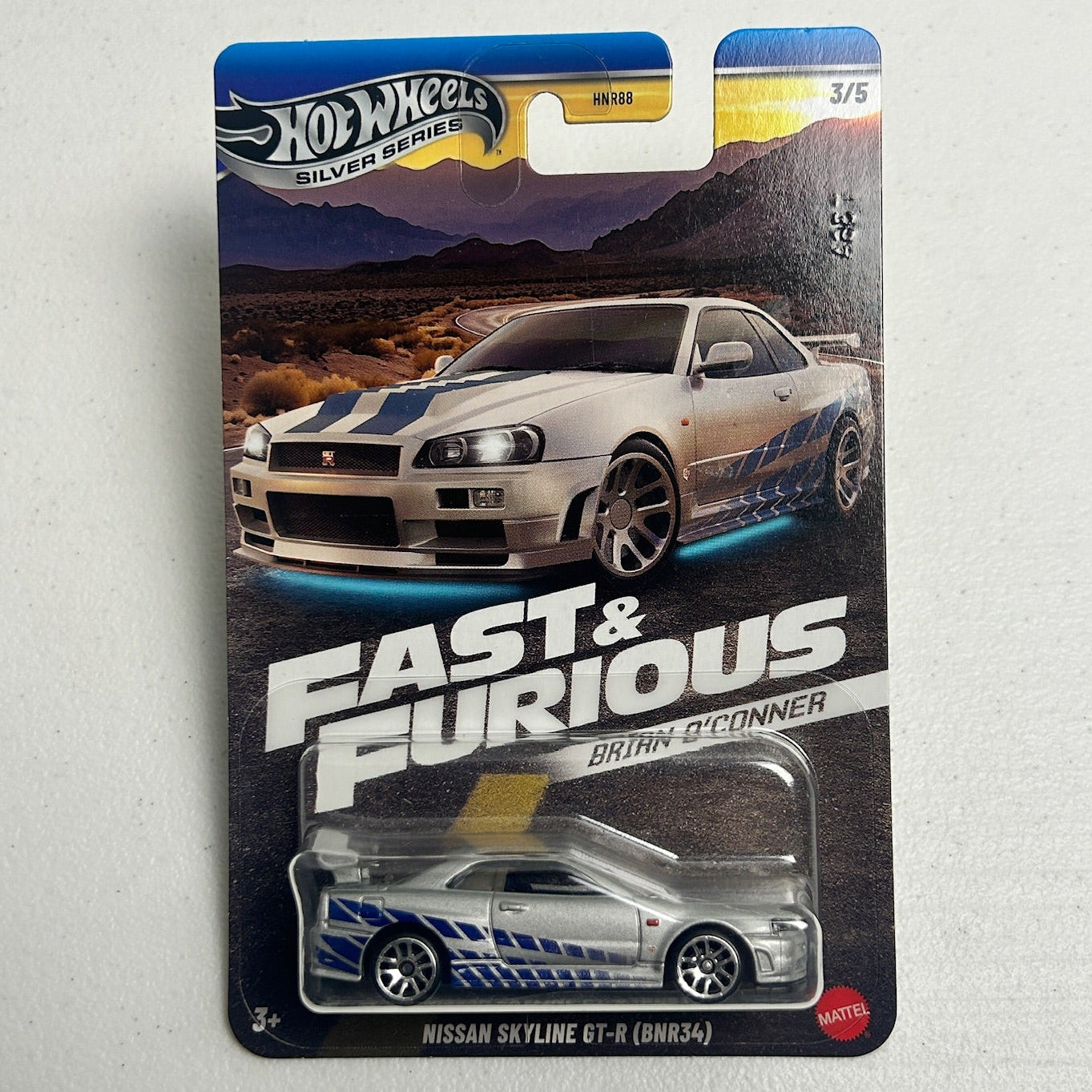 Hot Wheels 1:64 Fast & Furious 2 Fast 2 Furious Nissan Skyline GT-R (BNR34) Silver Brian O'Conner