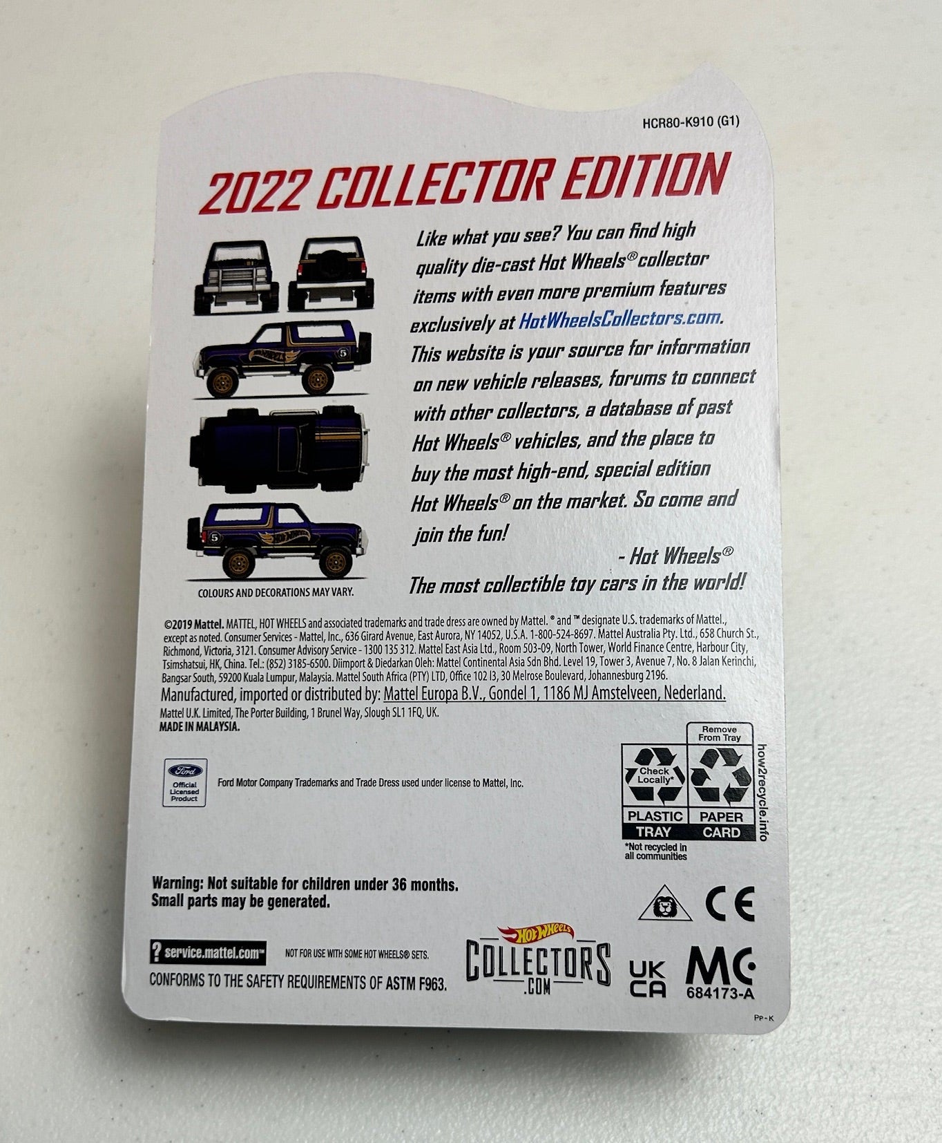 Hot Wheels 1:64 RLC 2022 Collector - '85 Ford Bronco