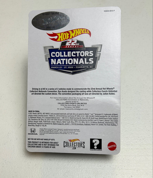 Hot Wheels 1:64 22nd Collectors Nationals Honda S2000 #1622/6200