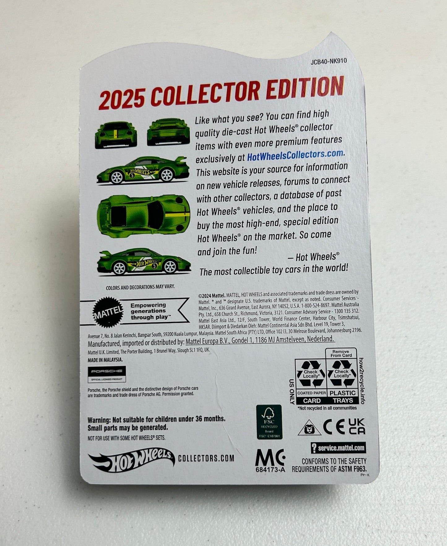 Hot Wheels 1:64 RLC 2025 Collector - Porsche 911 GT3