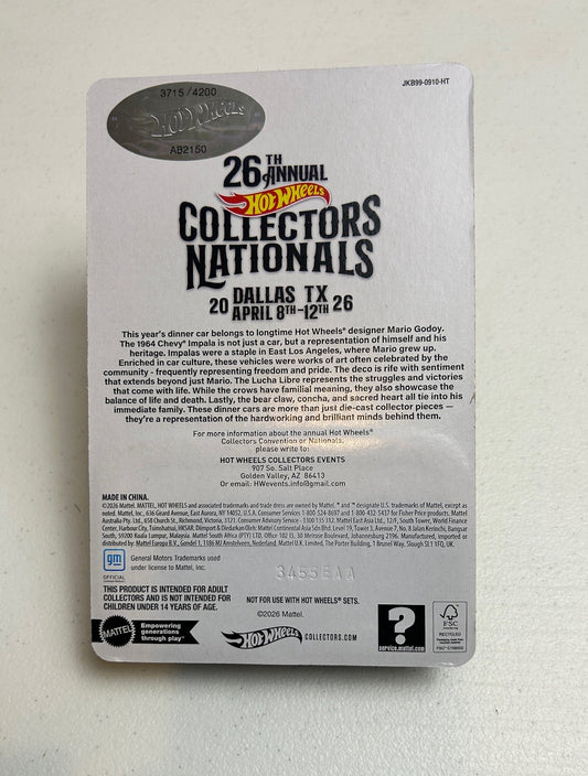 Hot Wheels 1:64 26th Collectors Nationals 1964 Chevy Impala #3715/4200