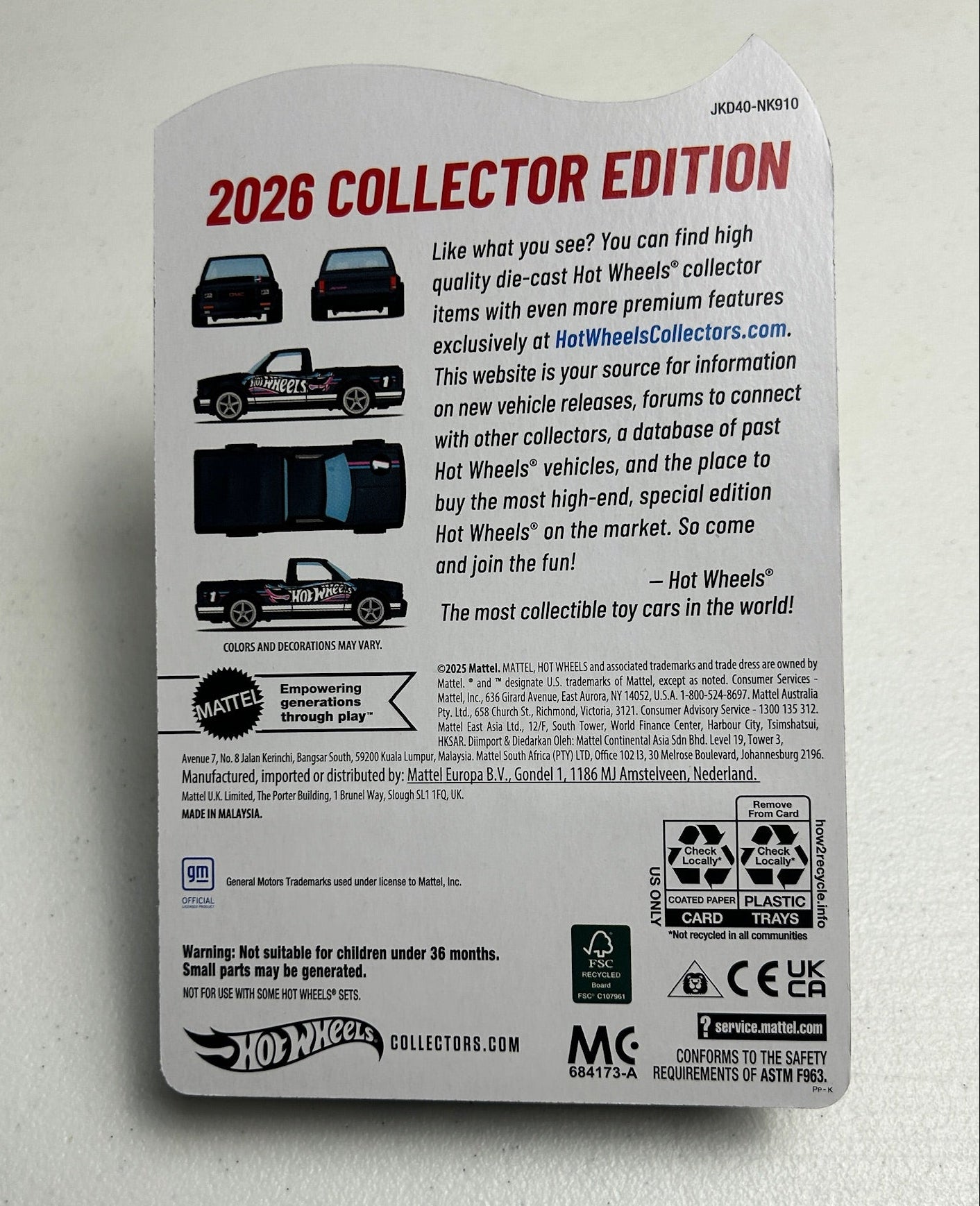 Hot Wheels 1:64 RLC 2026 Collector #1 '91 GMC Cyclone Main-In