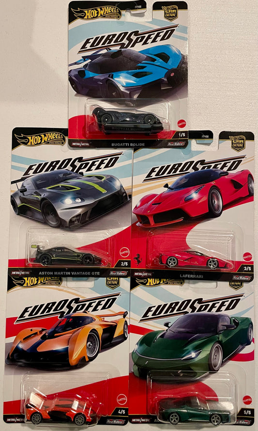 Hot Wheels 1:64 Car Culture 2025 Case L Euro Speed - Set of 5