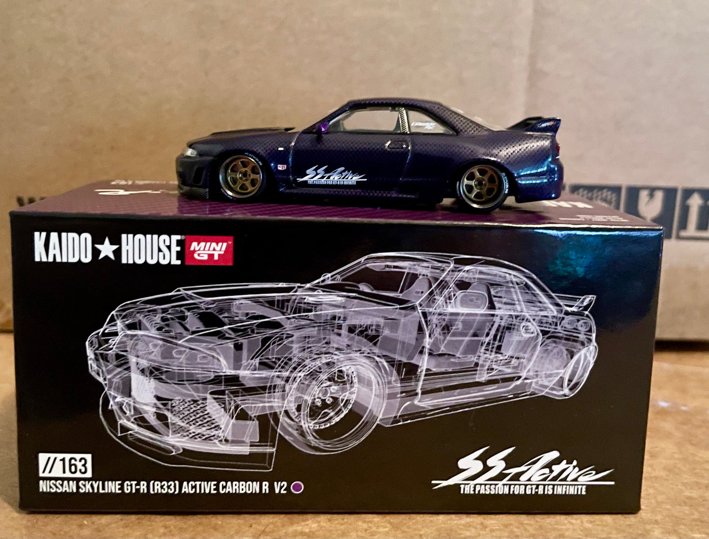 Kaido House x Mini GT 1:64 Nissan Skyline GT-R (R33) Active Carbon R V2 - Purple
