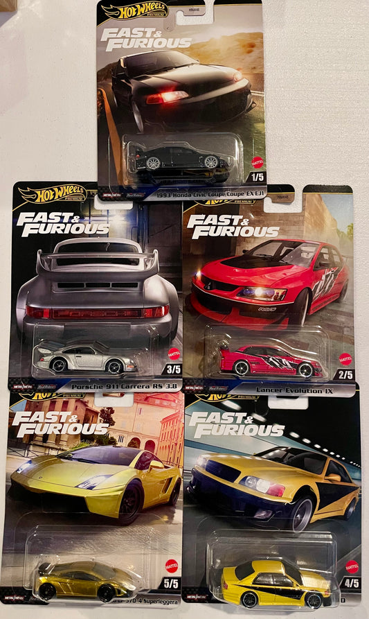 Hot Wheels Fast and Furious 2025 M - Set of 5
