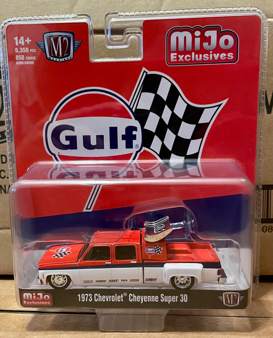 M2 1:64 Chevy 1973 Cheyenne Super 30 Gulf Racing Mijo Exclusive