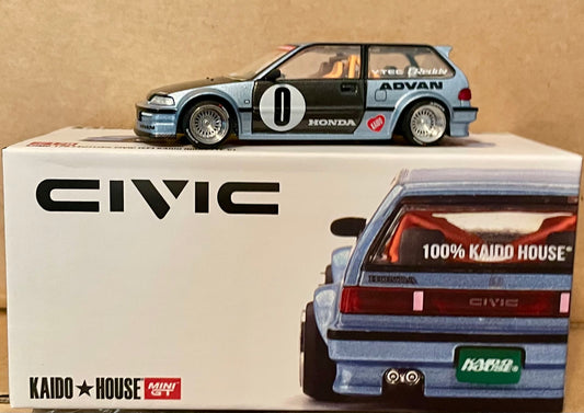 Kaido House x Mini GT 1:64 Honda Civic (EF) Kaido Roulette V1 - Light Blue