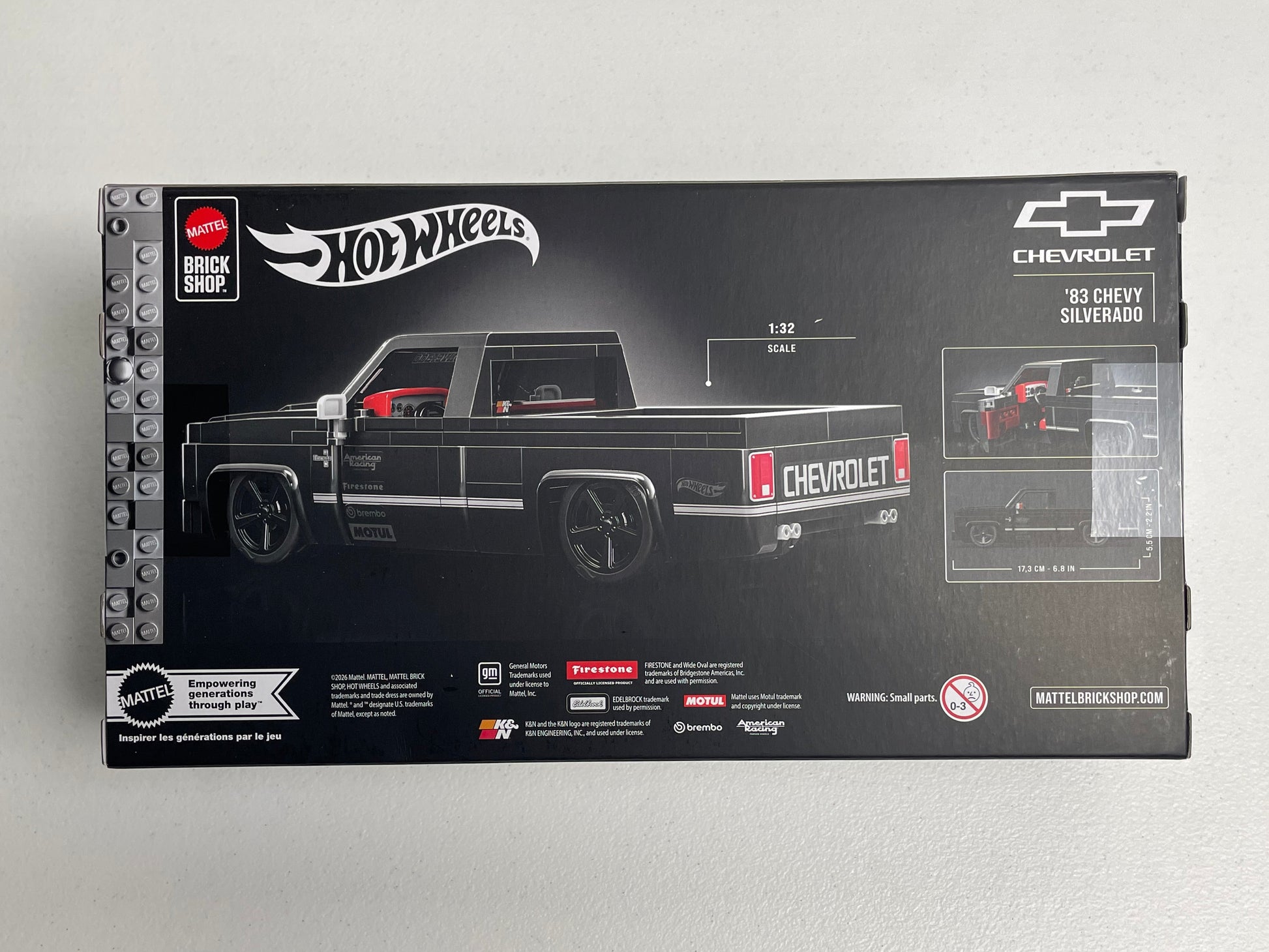 Mattel Brick Shop 1:64 Hot Wheels '83 Silverado Toy Build Kit 225 Pieces