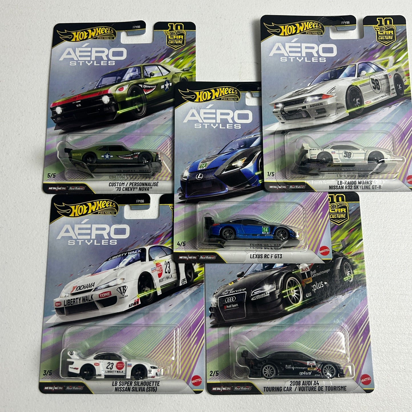 Hot Wheels 1:64 Car Culture 10th Anniversary Aero Styles Set of 5
