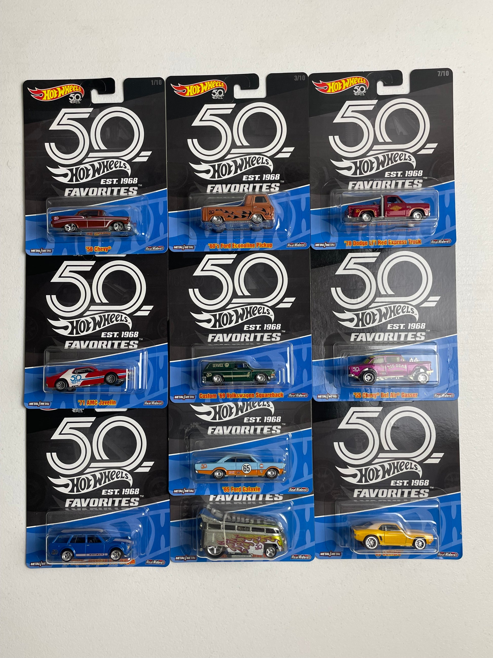 Hot Wheels 1:64 Car Culture 50th Anniversary Favorites Set of 10