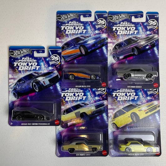 Hot Wheels 1:64 Silver Series 2025 Fast & Furious Tokyo Drift Set of 5