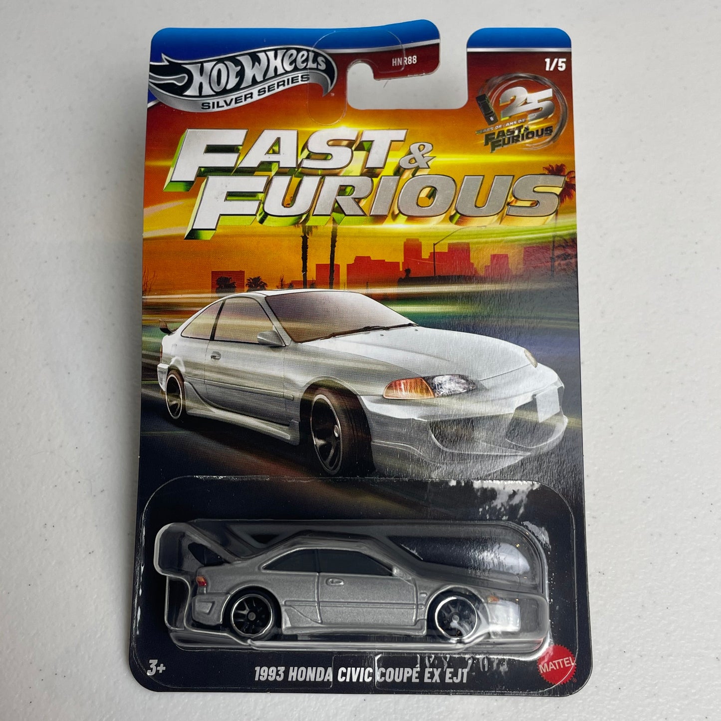 Hot Wheels 1:64 Fast & Furious Silver Series 25th Anniversary Silver Set of 5