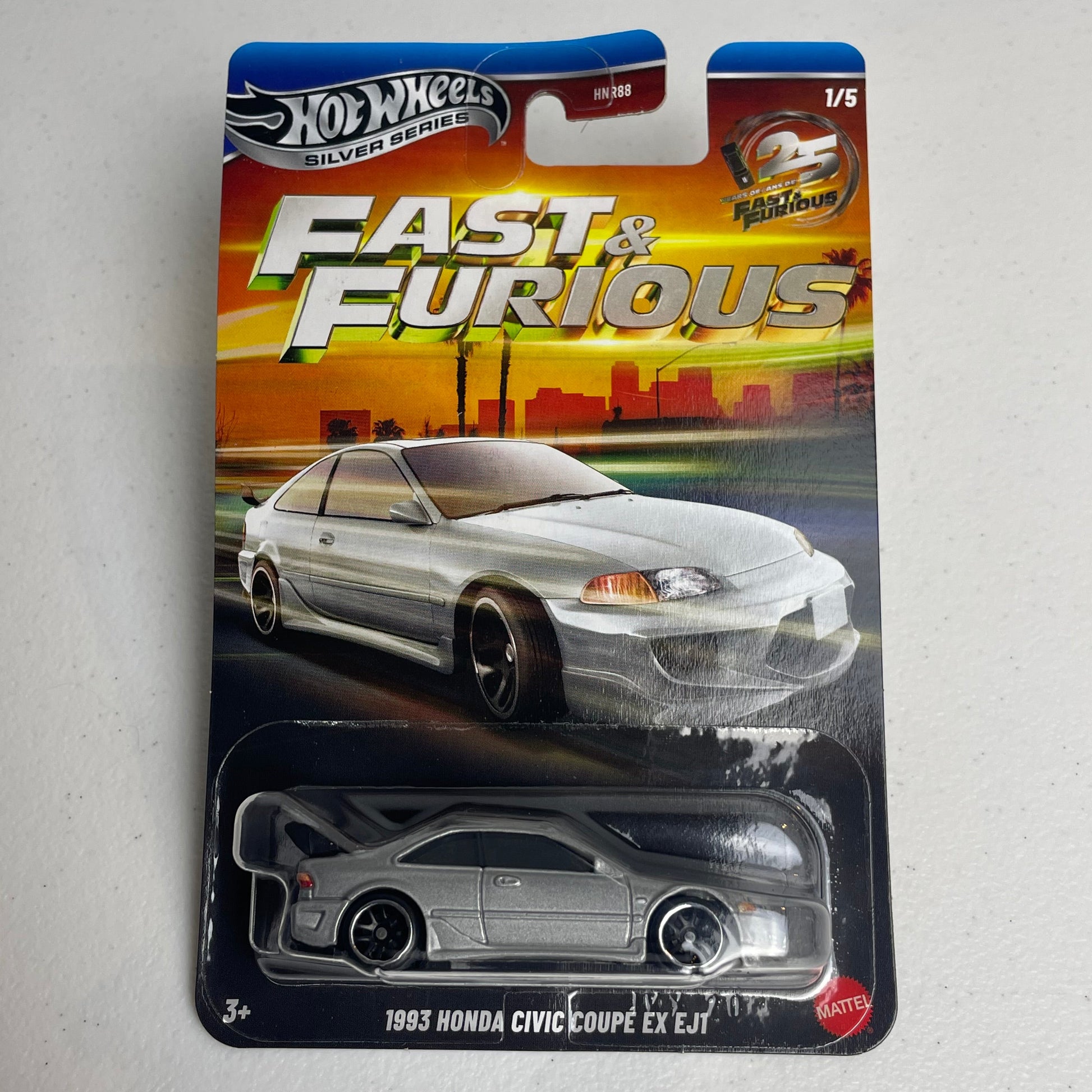 Hot Wheels 1:64 Fast & Furious Silver Series 25th Anniversary Silver Set of 5