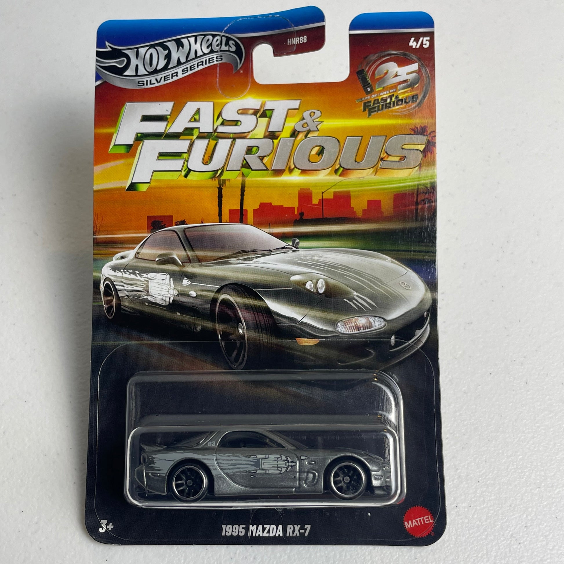 Hot Wheels 1:64 Fast & Furious Silver Series 25th Anniversary Silver Set of 5