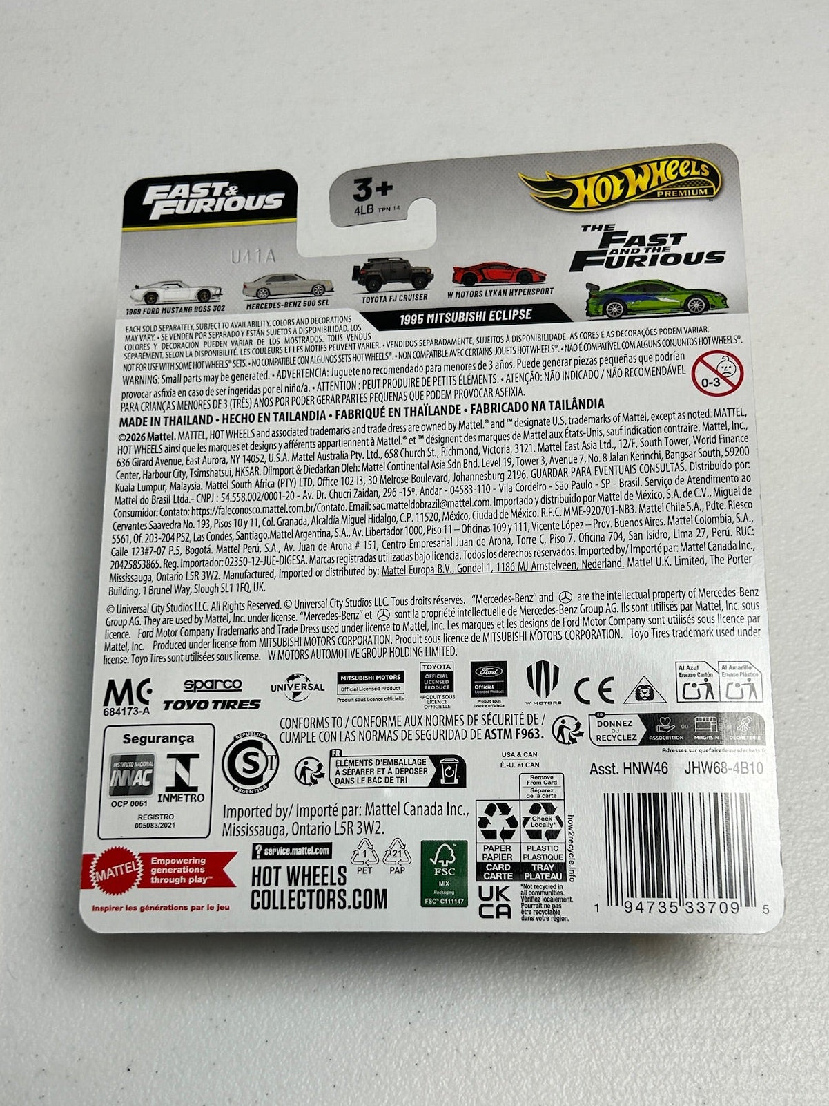 Hot Wheels 1:64 Fast & Furious 1995 Mitsubishi Eclipse 25th Anniversary Chase