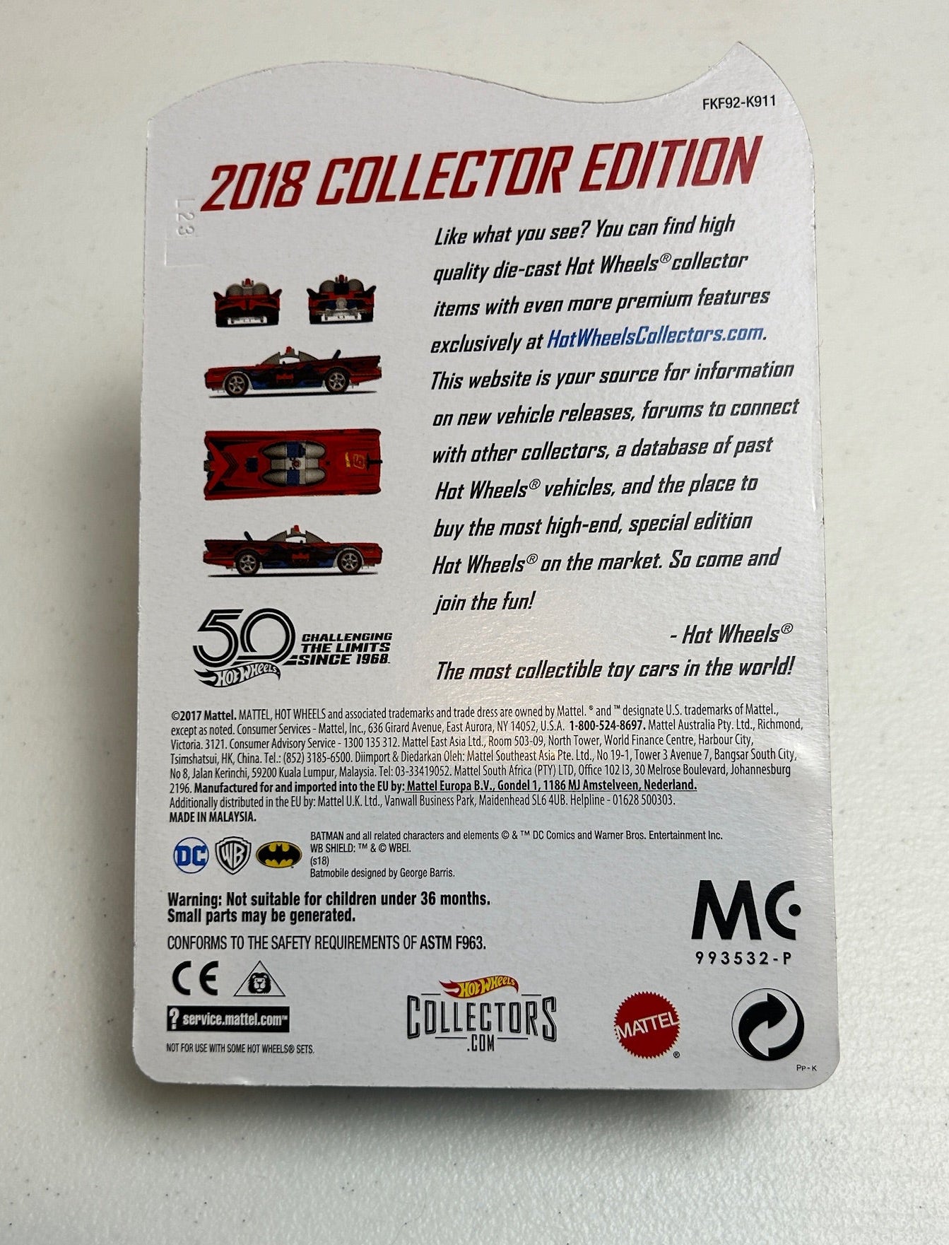 Hot Wheels 1:64 RLC 2018 Collector - TV Series Batmobile