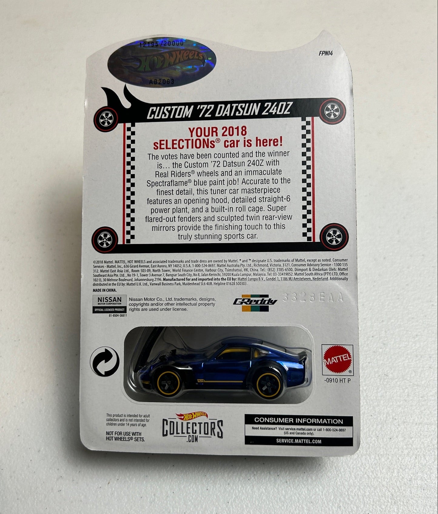 Hot Wheels 1:64 RLC 2018 Selections Car - Custom '72 Datsun 240Z #12195/20000