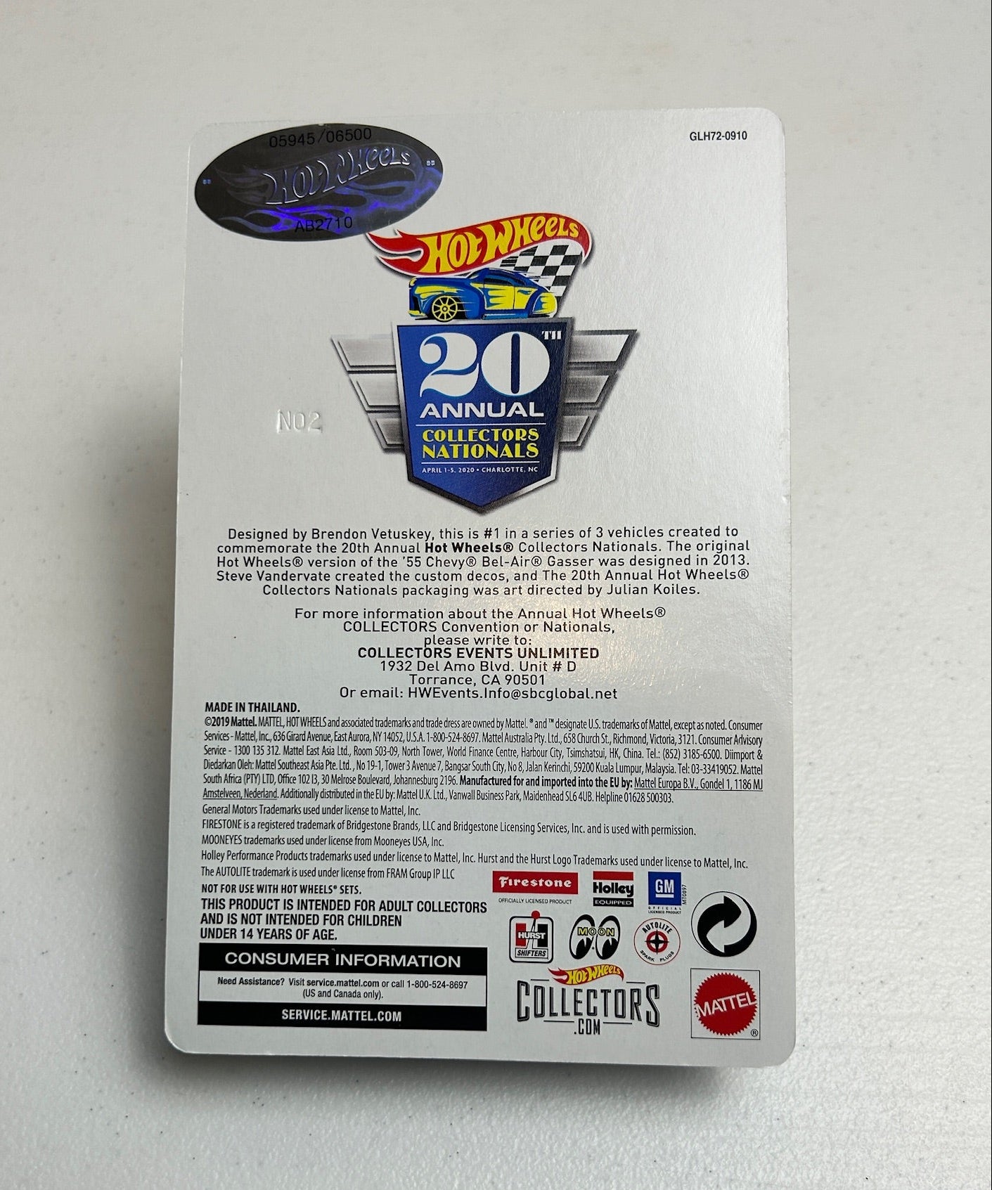 Hot Wheels 1:64 20th Annual Collectors Nationals '55 Chevy Bel-Air Gasser