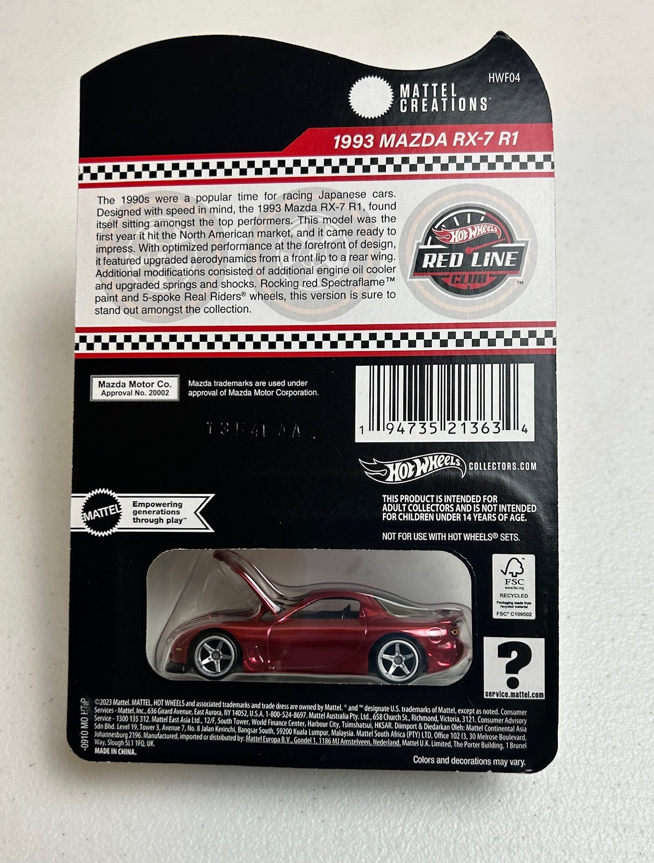 Hot Wheels 1:64 RLC 1993 Mazda RX-7 R1