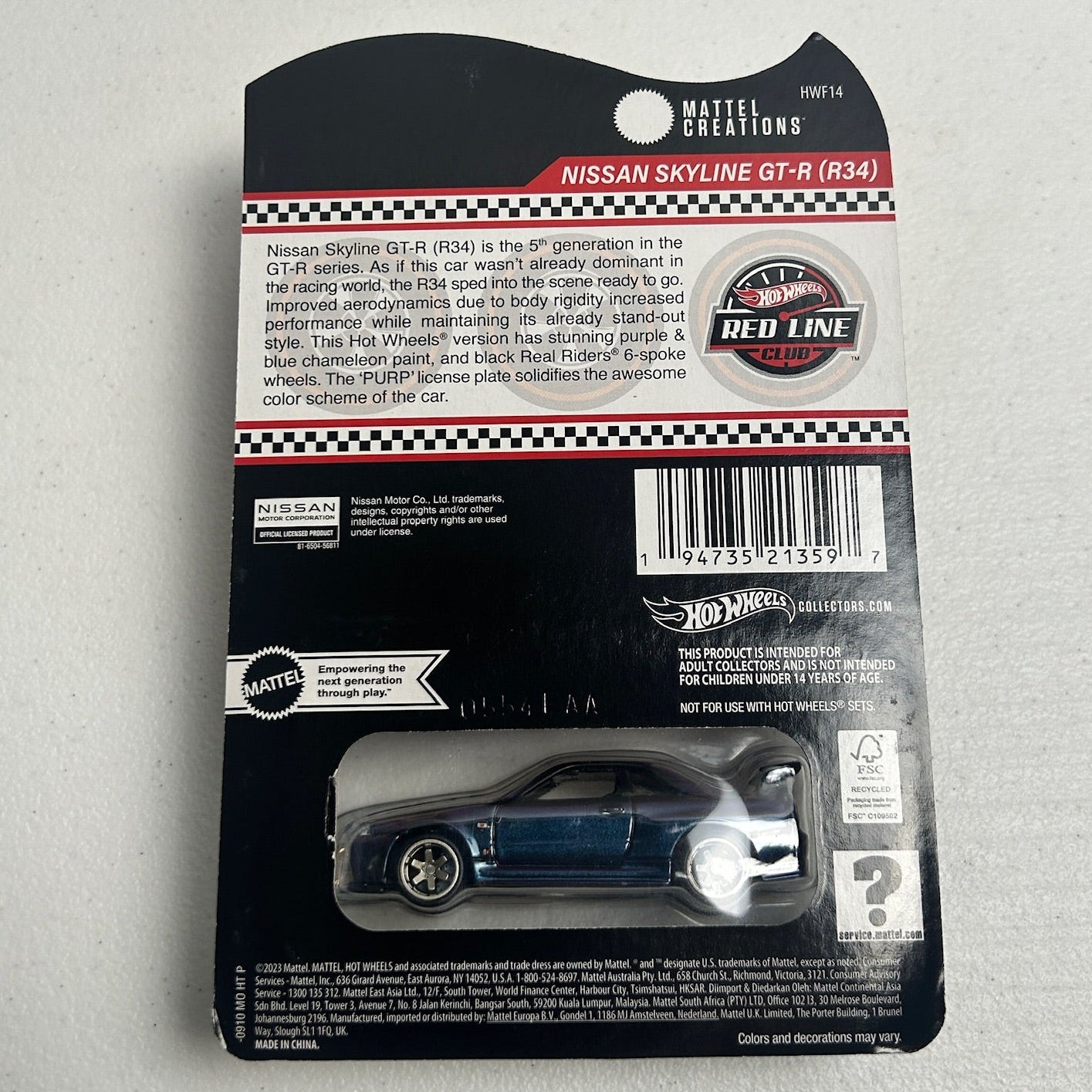 Hot Wheels 1:64 RLC Nissan Skyline GT-R (R34) Chromeleon