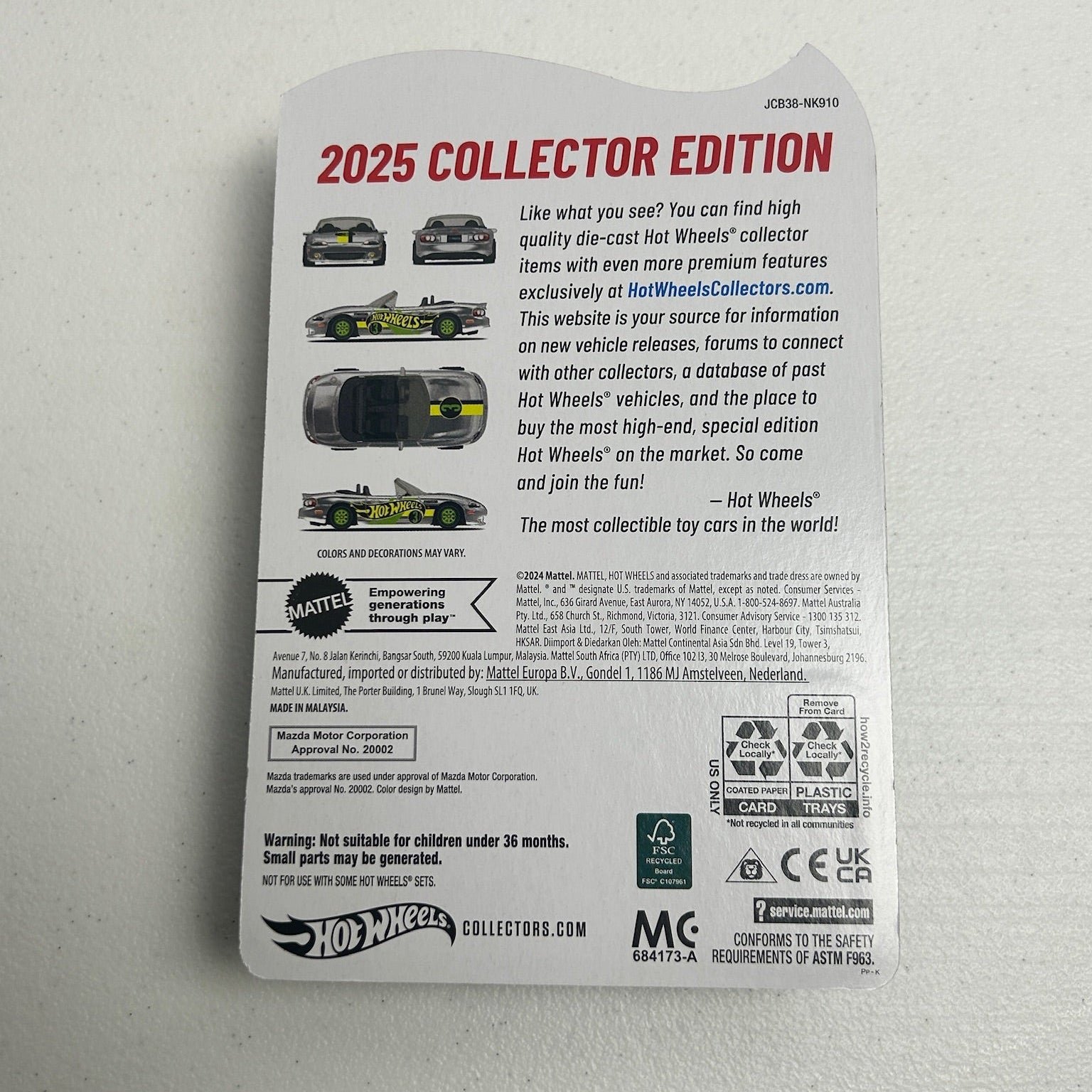 Hot Wheels 1:64 RLC 2004 Mazda Mazdaspeed Miata 2025 Zamac