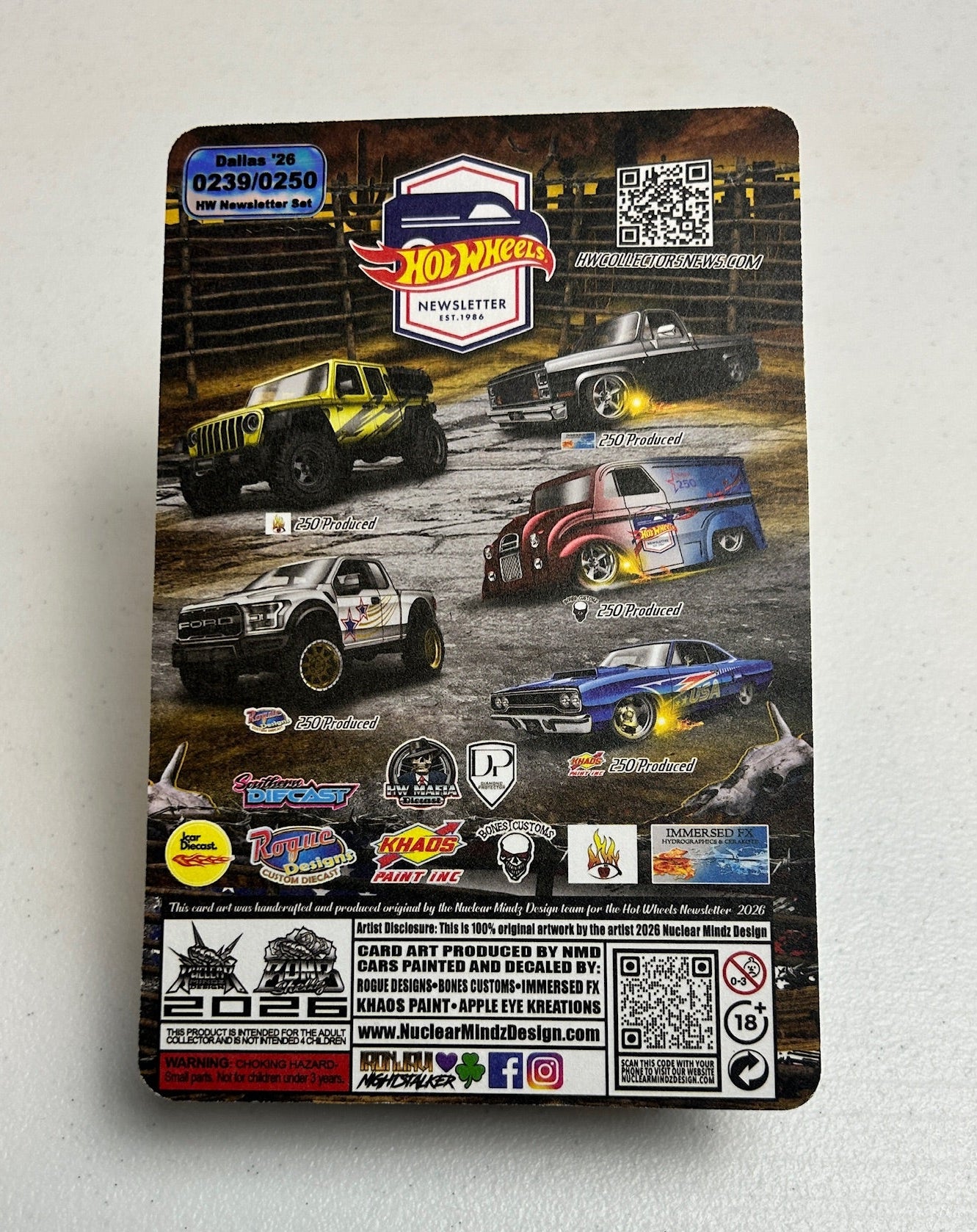 Hot Wheels 1:64 Nationals Newsletter Ford Raptor White 239/250