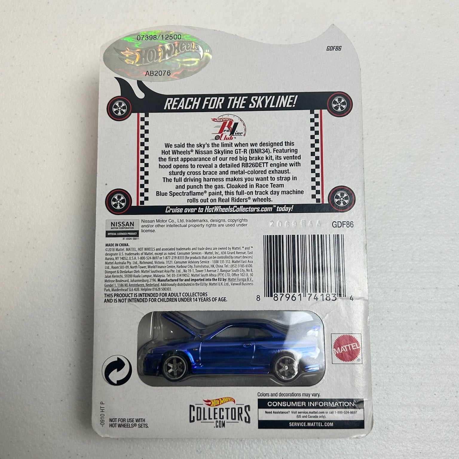 Hot Wheels 1:64 RLC Nissan Skyline GT-R (BNR34) Blue 