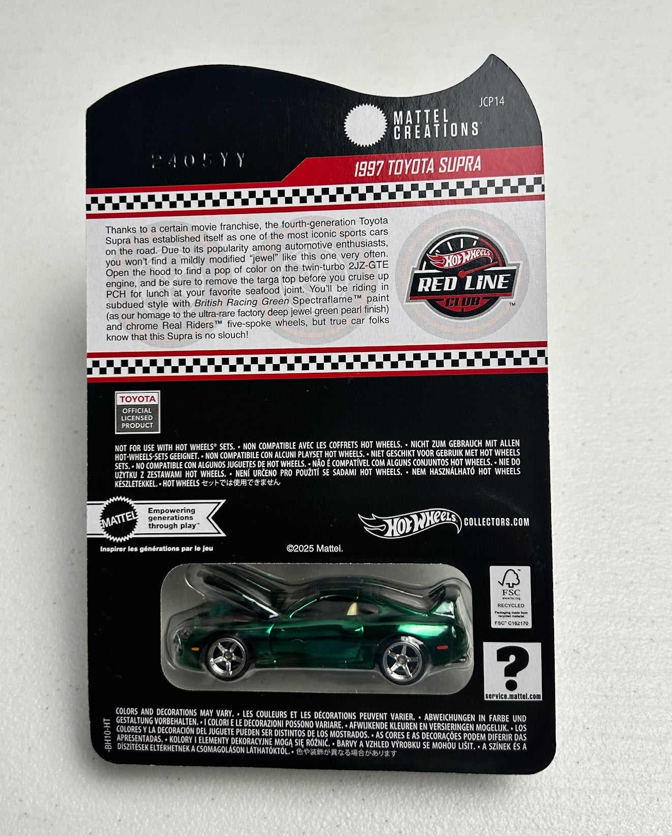 Hot Wheels 1:64 RLC 1997 Toyota Supra Green