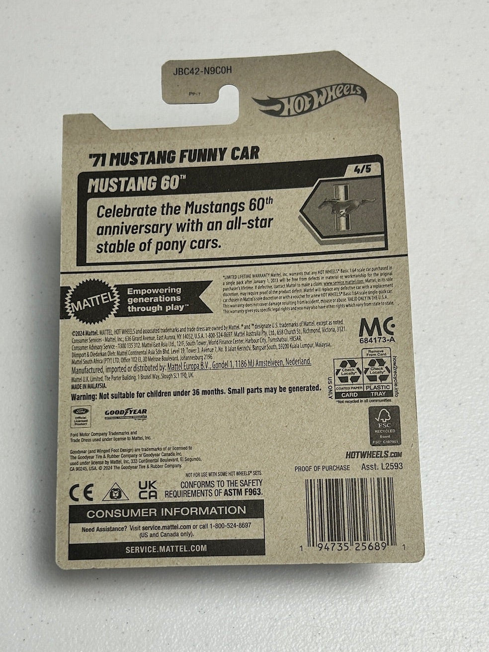 Hot Wheels 1:64 '71 Mustang Funny Car Super TH