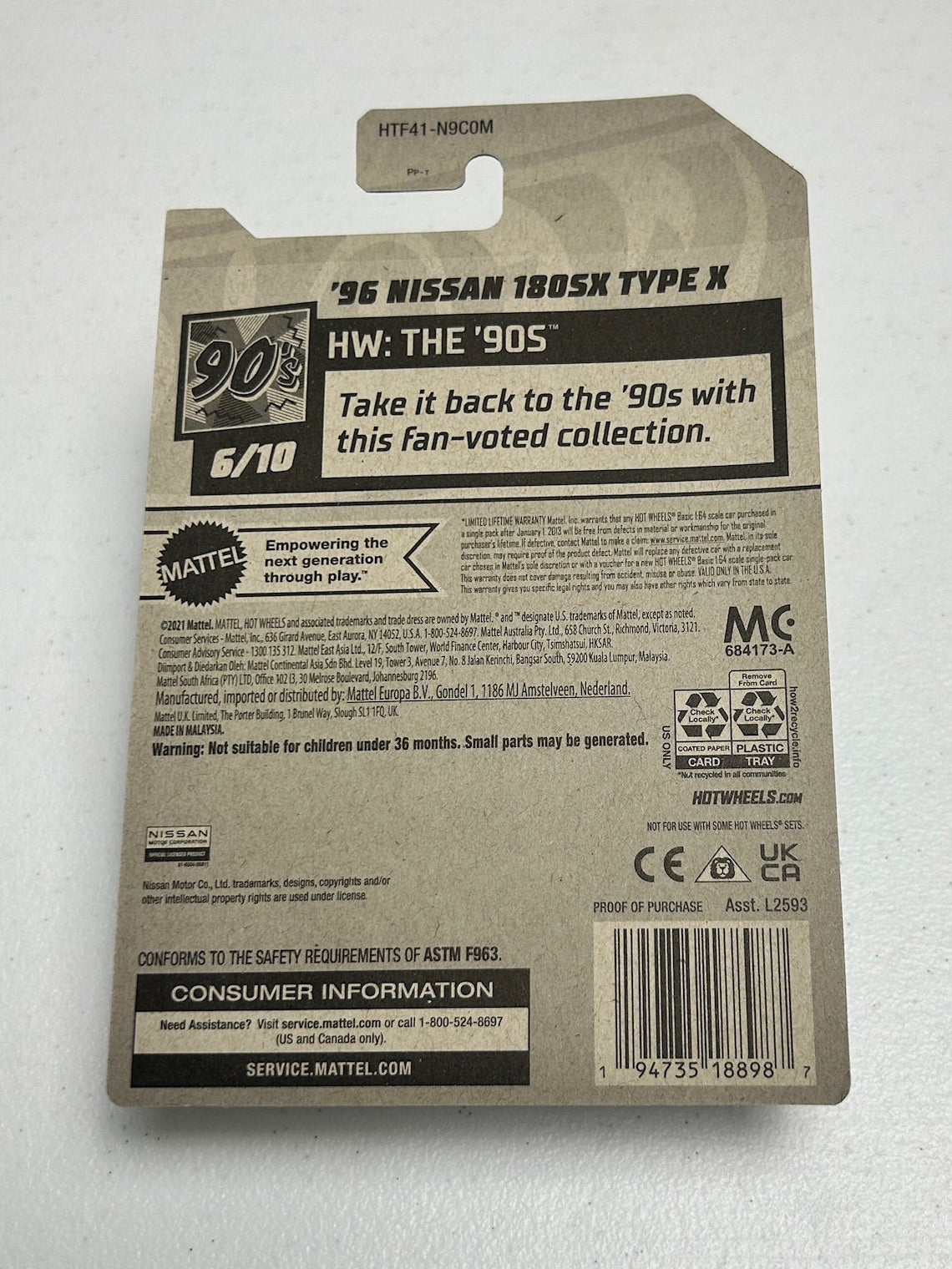 Hot Wheels 1:64 '96 Nissan 180SX Type X Super TH