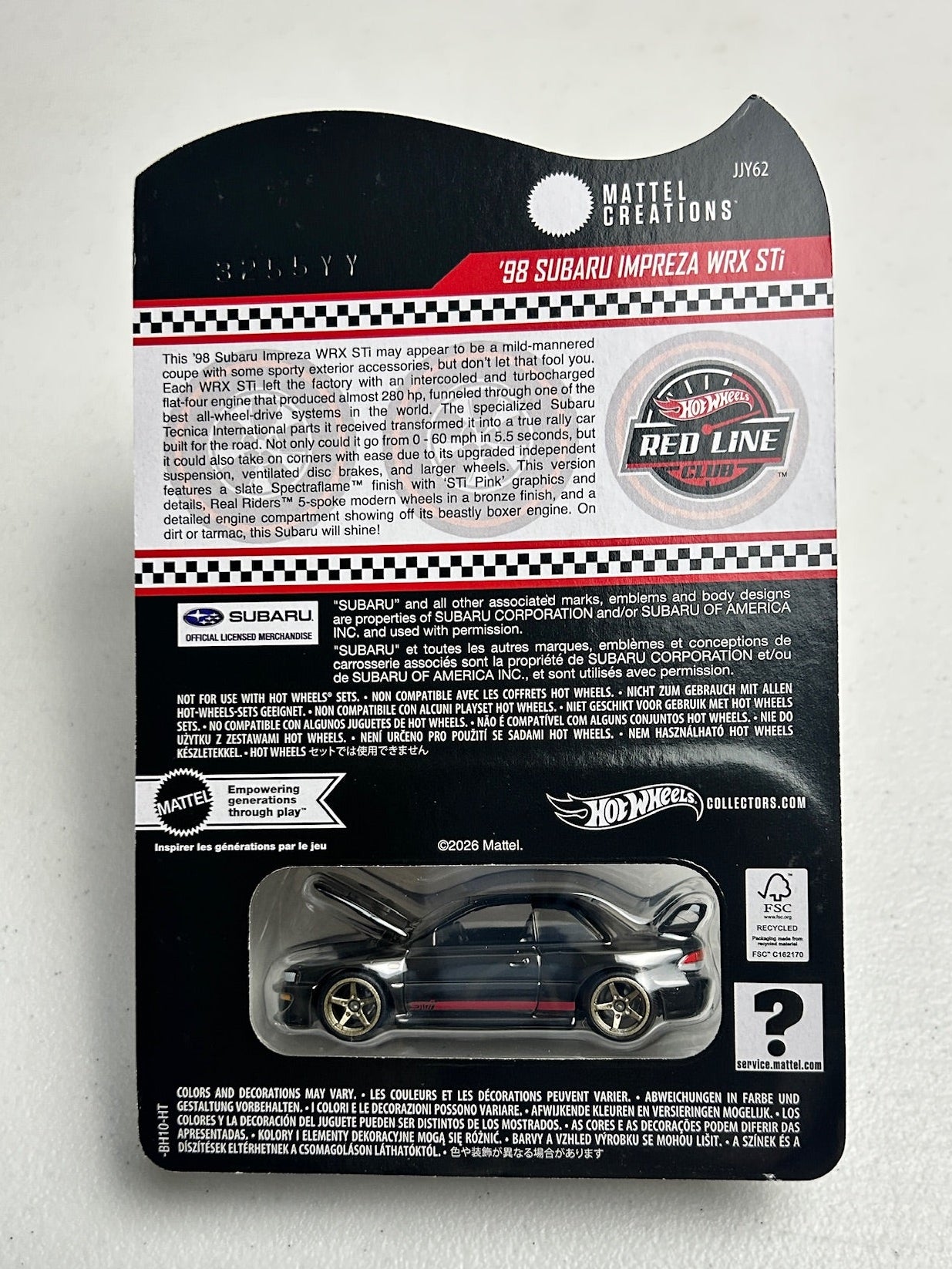Hot Wheels 1:64 RLC '98 Subaru Impreza WRX STI Slate