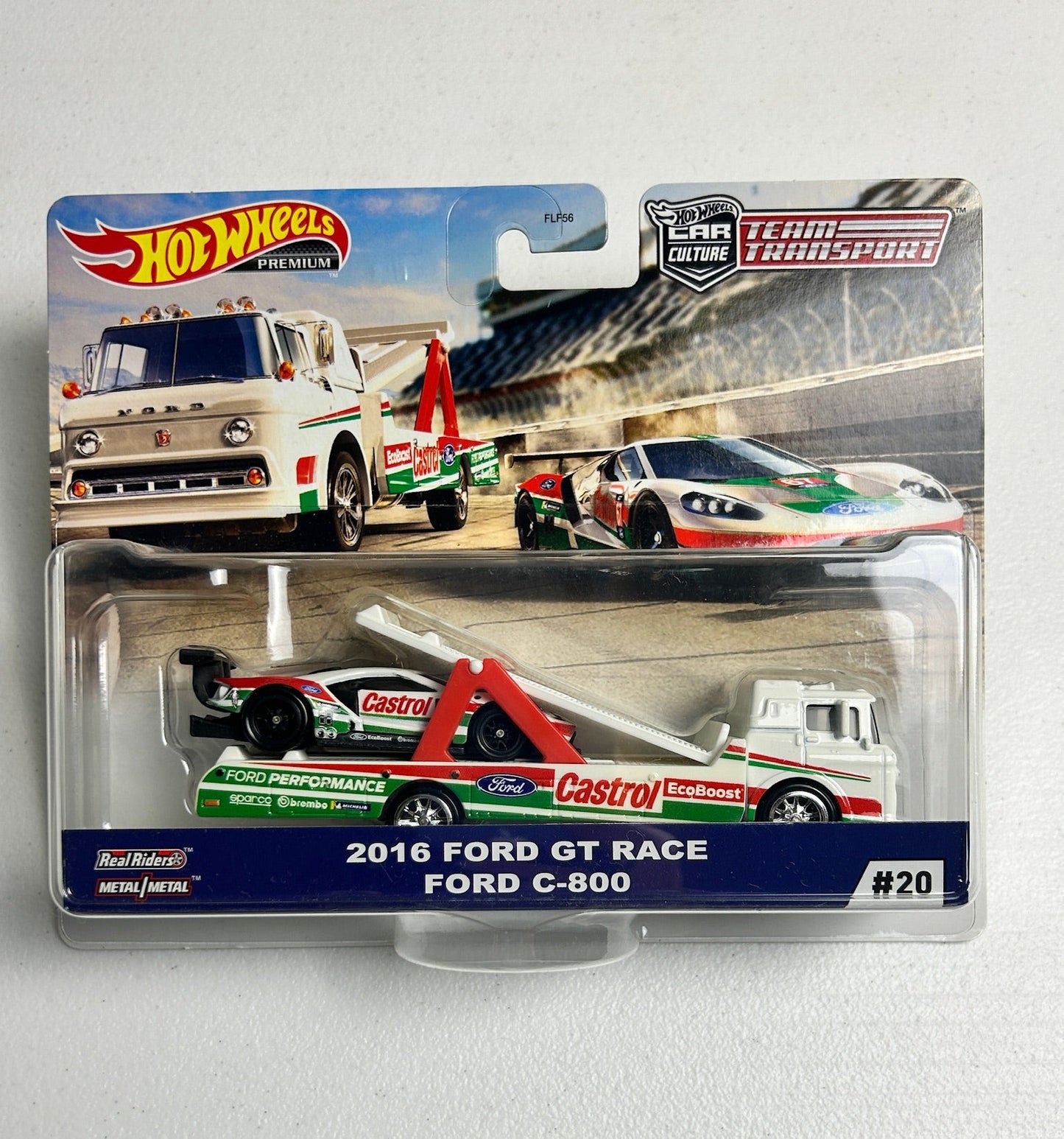 Hot Wheels 1:64 Team Transport #20 2016 Ford GT Race/Ford C-800